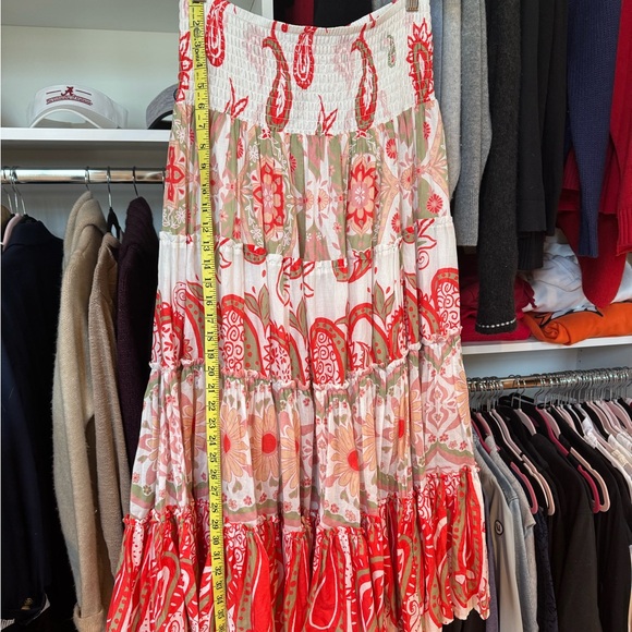 Free People Red and Green Paisley Maxi Skirt - Picture 4 of 6